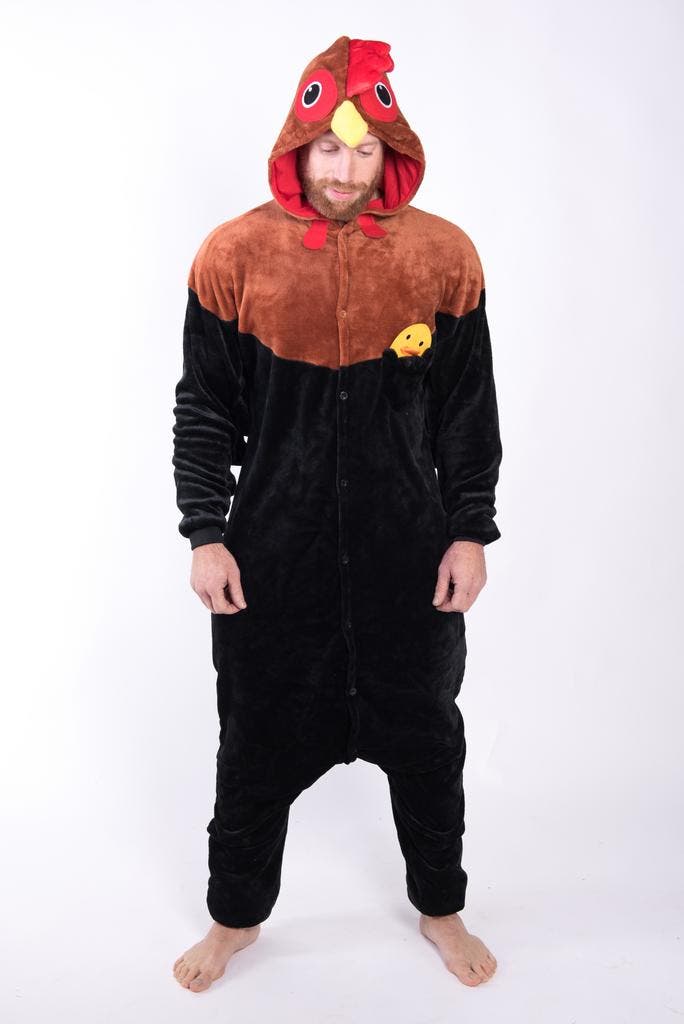 KIMU® Onesie Haan Pak M-L of 170-176 Hanenpak Kostuum Bruin, Kleding | Heren, Carnavalskleding en Feestkleding, Kleding, Nieuw