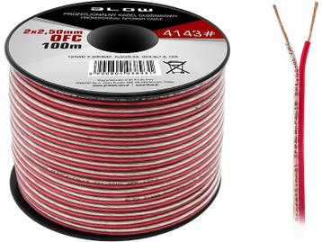 OFC luidsprekerkabel 2 x 2.50 mm transparant/rood op rol 100, Ophalen of Verzenden, Nieuw