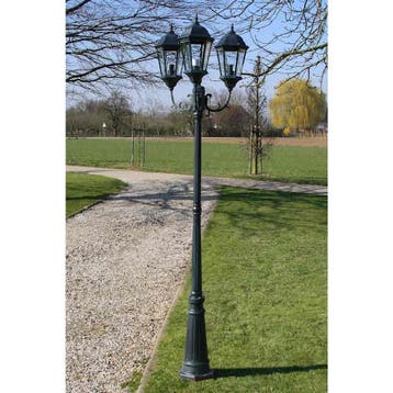 vidaXL Tuinlantaarn Brighton 3-arms 230 cm donkergroen/zwart, Tuin en Terras, Verzenden, Nieuw, Aluminium, Staande lamp