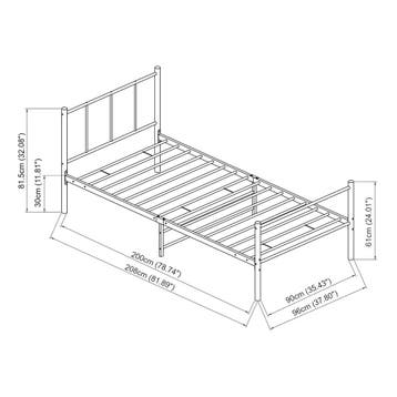 Metalen bedframe Hercules incl. bedbodem 90x200 cm zwart, Verzenden, Nieuw