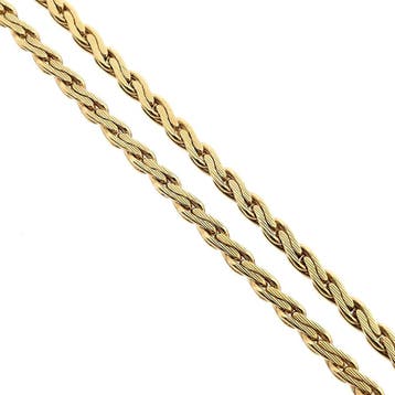 Gouden fantasieschakel collier met vaste hanger; 14 karaa..., Ophalen of Verzenden, Gebruikt, Goud, Goud