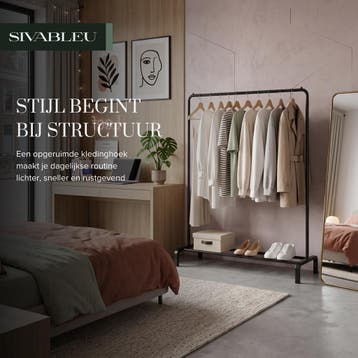 Kledingrek L Zwart 110 cm - Open Kledingkast, Verzenden, Met wielen, Nieuw
