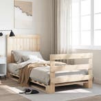 vidaXL Bedframe met hoofdbord massief grenenhout 90x200 cm, 90 cm, Eenpersoons, Bruin, Verzenden