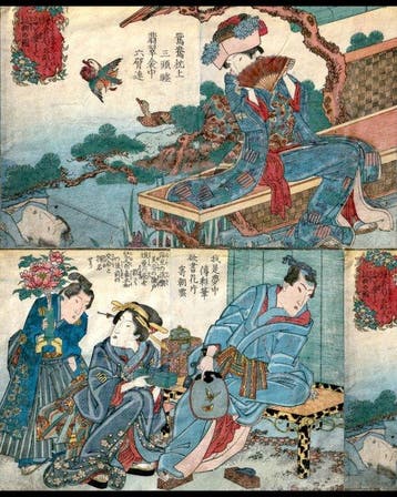 Keisai Eisen - 53cm Wide - A Grand Shunga Panorama - Konote, Antiek en Kunst
