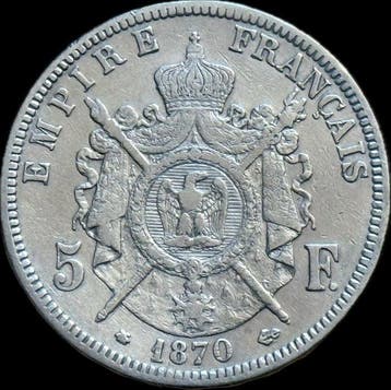 Frankrijk. Napoléon III. 5 Francs 1870-, Paris (Zonder