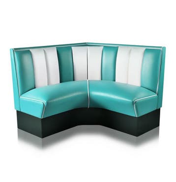 Bel Air Kwart cirkel Diner Bank 120 cm Turquoise/Wit, Ophalen, Gebruikt