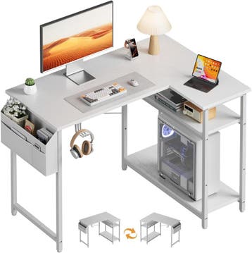 Bureau - Computertafel - Hoekbureau - 110x80 cm - Wit - HLDI, Verzenden, Zo goed als nieuw