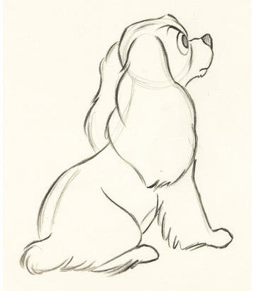 Walt Disney - Dame Animatie Tekening - Lady and the Tramp, Verzamelen, Nieuw