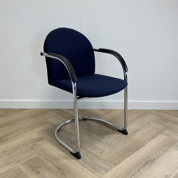 Lande Cole vergaderstoel,  donker blauw - chroom, Ophalen of Verzenden, Gebruikt, Stof, Eén