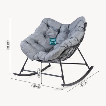 Schommelstoel Villeneuve 85x90x91 cm zwart en grijs [en.casa, Verzenden, Nieuw