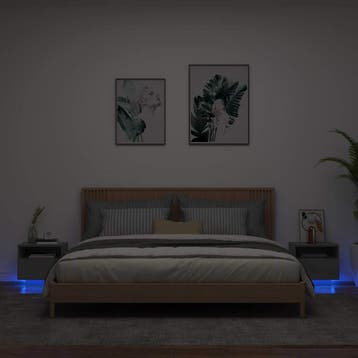 vidaXL Nachtkastjess met LED-verlichting 2 st 40x39x37 cm, Minder dan 45 cm, Verzenden, Nieuw, Minder dan 55 cm
