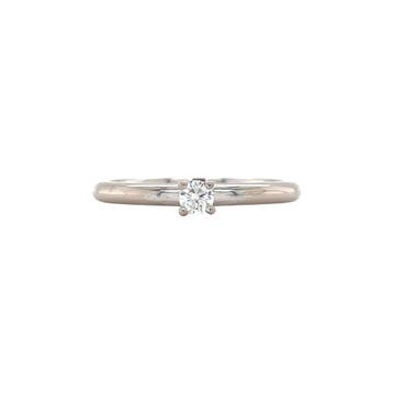 Witgouden solitair ring met diamant 14 karaat, Verzenden, Zo goed als nieuw, Goud
