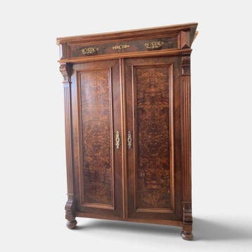 Kast - Hout, Walnoot - Umbertijnse periode, Antiek en Kunst