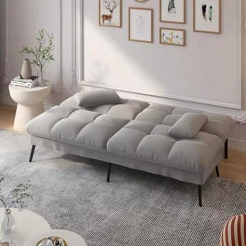 Nieuwe Verstelbare 3-Zits Bank en Slaapbank – Grijs Kussen, Huis en Inrichting, Stoelen, Verzenden, Nieuw