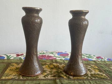 Val Saint Lambert - Vaas (2) - Glas, Brons - Art Nouveau, Antiek en Kunst, Antiek | Glas en Kristal