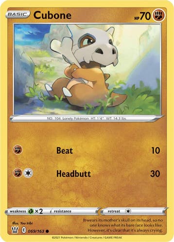 Cubone 069/163 Battle Styles, Ophalen of Verzenden, Nieuw, Losse kaart, Foil