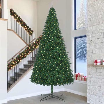 vidaXL Kerstboom met decoratieve slingerlichten Groen 400 cm, Verzenden, Nieuw