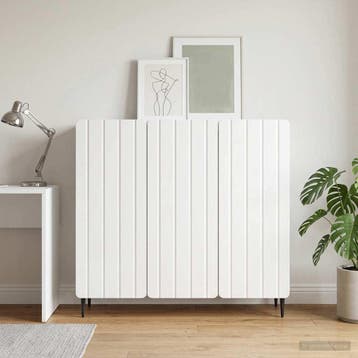 vidaXL Dressoir Hoogglans Wit 89 x 34,5 x 82 cm Bewerkt hout, Huis en Inrichting, Verzenden, Nieuw, Overige houtsoorten, Minder dan 50 cm