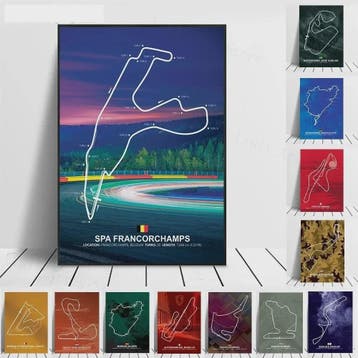 Formule 1 Circuit Poster Canvas - F1 Race Track Kunst Print, Verzenden, Nieuw