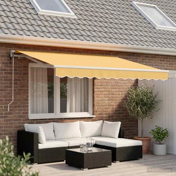 vidaXL Elektrisch zonnescherm 4 x 3 m Zand 100% Polyester, Verzenden, Nieuw