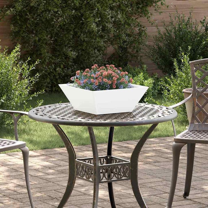 vidaXL Tuin Bloempot Wit 40 x 40 x 15 cm Koudgewalst staal, Tuin en Terras, Bloembakken en Plantenbakken, Minder dan 60 cm, Nieuw