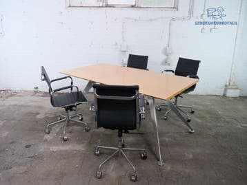 Ahrend vergadertafel perenhout RVS 200x100 cm tweedehands, Verzenden, Gebruikt