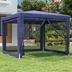 vidaXL Partytent met 4 mesh zijwanden 3x3 m HDPE blauw, Verzenden, Nieuw, Partytent