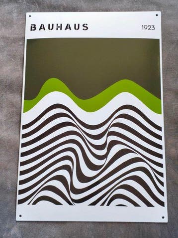 Bauhaus - enamel sign BAUHAUS grüne Wellen Emailschild