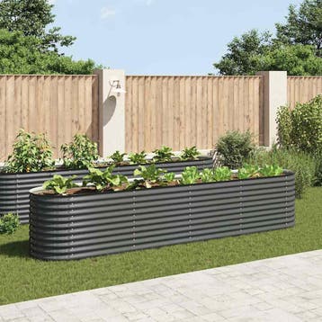 vidaXL Plantenbak verhoogd 400x80x81 cm gegalvaniseerd staal, Verzenden, Nieuw, Metaal, 60 tot 100 cm