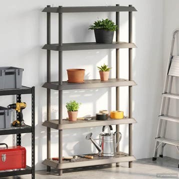 vidaXL Plankenunit 5-laags 100 x 40 x 177 cm PP Lichtgrijs, Huis en Inrichting, Overige materialen, Minder dan 50 cm, Verzenden