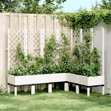 vidaXL Plantenbak met latwerk 160x120x142 cm polypropeen wit, Verzenden, Nieuw, Kunststof