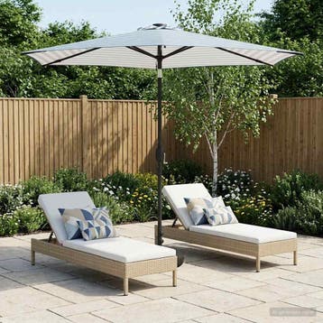 vidaXL Tuinparasol met LED-lampen en voet 270 x 270 cm, Verzenden, Nieuw, 2 tot 3 meter