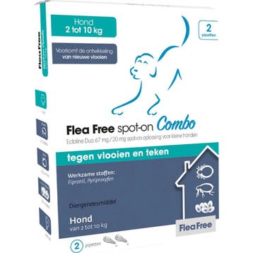 Flea Free Spot-On Combo voor honden 2 - 10 kg 4 pipetten