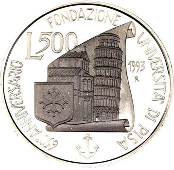 Italië. 500 Lire 1993 650° Anniversario dell Universita