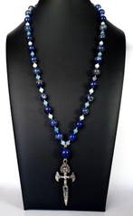 Lapis lazuli en calcedoon - ketting - kostbare dolk - phurba