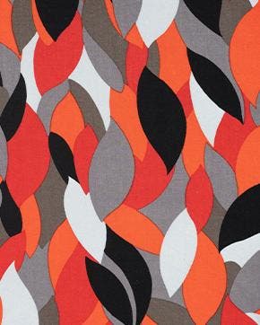 Viscose Twill Bladeren Rood/Oranje, Hobby en Vrije tijd, Stoffen en Lappen, Nieuw, Rood