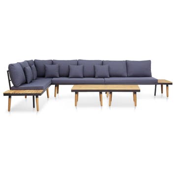 vidaXL Loungeset 7-zits met kussens massief acaciahout, Verzenden, Nieuw, Hout, Loungeset