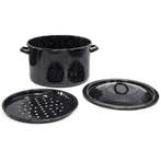 Enger Impex Grote Emaille Kookpan met Vergietinleg – 32 cm –, Huis en Inrichting, Keuken | Potten en Pannen, Ophalen of Verzenden
