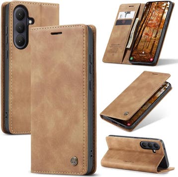 CaseMe book case leer - Samsung S26 Plus - Licht bruin, Verzenden, Nieuw