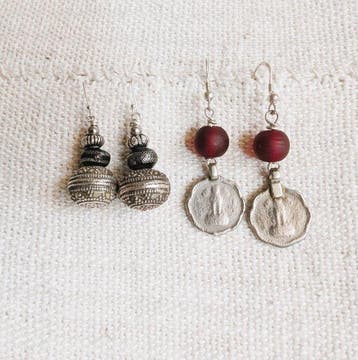 Zilver, Metaal - Oorbellen - India