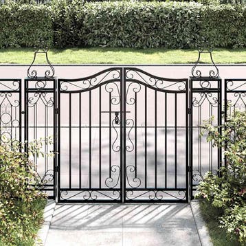 vidaXL Poort 121x8x100 cm smeedijzer zwart, Tuin en Terras, Verzenden, Nieuw