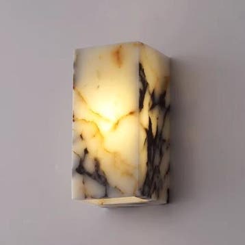 Luxe Zwarte Natuurstenen Wandlamp – Kubus LED, Verzenden, Nieuw