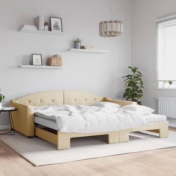 vidaXL Slaapbank met onderschuifbed en matrassen 100x200 cm, Huis en Inrichting, 100 cm, Eenpersoons, Verzenden, Nieuw