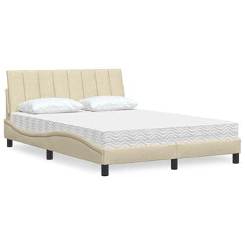 vidaXL Bed met matras Hanko stof crèmekleurig 120x200 cm, Verzenden, Nieuw, Twijfelaar, 120 cm