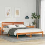 vidaXL Bedframe Wasbruin 160 x 220 cm Massief grenenhout, Verzenden, Nieuw, Bruin, Hout