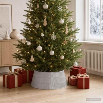 vidaXL Kerstboomrok Kegelvormig zilver Ø 73 x 25,5 cm, Diversen, Verzenden, Nieuw