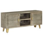 vidaXL Tv-meubel 110x30x48 cm massief mangohout met messing, 100 tot 150 cm, Verzenden, Nieuw, Minder dan 100 cm