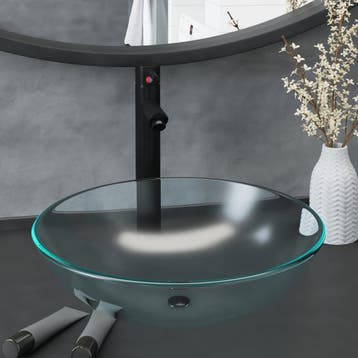 vidaXL Wastafel met kraan en pop-up afvoer mat gehard glas, Verzenden, Nieuw