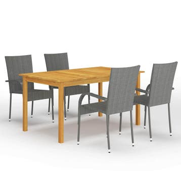 vidaXL 5-delige Tuinset grijs, Tuin en Terras, 4 zitplaatsen, Nieuw, Tuinset, Verzenden
