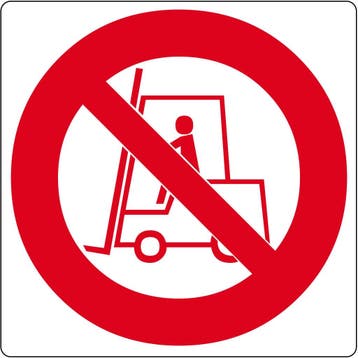 Vloerpictogram “verboden voor heftrucks” - Wit & Rood - Vlak, Verzenden